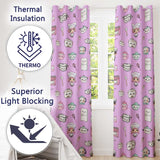 Cute Kawaii Chef Girl Purple Kitchen Utensils Seamless Pattern  Readymade Eyelet Ring Top Thermal 100% Blackout Curtains