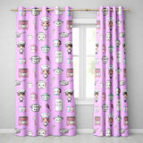 Cute Kawaii Chef Girl Purple Kitchen Utensils Seamless Pattern  Readymade Eyelet Ring Top Thermal 100% Blackout Curtains