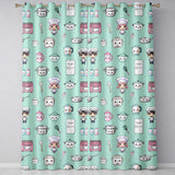 Cute Kawaii Chef Girl Mint Kitchen Utensils Seamless Pattern  Readymade Eyelet Ring Top Thermal 100% Blackout Curtains