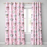 Cute Kawaii Chef Girl Pink Kitchen Utensils Seamless Pattern  Readymade Eyelet Ring Top Thermal 100% Blackout Curtains