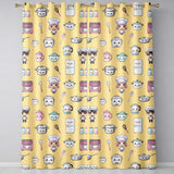 Cute Kawaii Chef Girl Kitchen Utensils Yellow Background Seamless Pattern  Readymade Eyelet Ring Top Thermal 100% Blackout Curtains