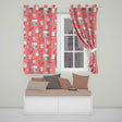 Cute Kawaii Coffee Maker Cups Milk Red Background Seamless Pattern  Readymade Eyelet Ring Top Thermal 100% Blackout Curtains