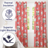 Cute Kawaii Coffee Maker Cups Milk Red Background Seamless Pattern  Readymade Eyelet Ring Top Thermal 100% Blackout Curtains