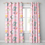 Cute Kawaii Kitchen Mixer Kettle Cups Pink Background Seamless Pattern  Readymade Eyelet Ring Top Thermal 100% Blackout Curtains