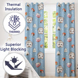 Cute Kawaii Sushi Rice Bowl Cooker Blue Background Seamless Pattern  Readymade Eyelet Ring Top Thermal 100% Blackout Curtains