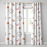Cute Kawaii Sushi Rice Cooker Bowl Neutral Background Seamless Pattern  Readymade Eyelet Ring Top Thermal 100% Blackout Curtains