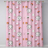 Cute Kawaii Sushi Rice Cooker Bowl Blush Background Seamless Pattern  Readymade Eyelet Ring Top Thermal 100% Blackout Curtains