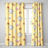 Cute Kawaii Sushi Rice Cooker Bowl Yellow Background Seamless Pattern  Readymade Eyelet Ring Top Thermal 100% Blackout Curtains