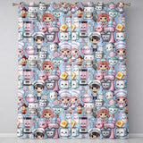 Cute Kawaii Baking Girl Mixer Blender Donut  Blue Background Seamless Pattern  Readymade Eyelet Ring Top Thermal 100% Blackout Curtains