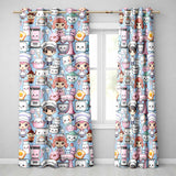 Cute Kawaii Baking Girl Mixer Blender Donut  Blue Background Seamless Pattern  Readymade Eyelet Ring Top Thermal 100% Blackout Curtains