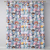 Cute Kawaii Baking Girl Mixer Blender Donut  Blue Background Seamless Pattern  Readymade Eyelet Ring Top Thermal 100% Blackout Curtains