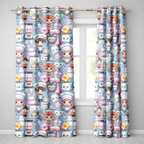 Cute Kawaii Baking Girl Mixer Blender Donut  Blue Background Seamless Pattern  Readymade Eyelet Ring Top Thermal 100% Blackout Curtains