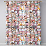 Cute Kawaii Baking Girl Mixer Blender Donut  Peach Background Seamless Pattern  Readymade Eyelet Ring Top Thermal 100% Blackout Curtains