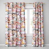 Cute Kawaii Baking Girl Mixer Blender Donut  Peach Background Seamless Pattern  Readymade Eyelet Ring Top Thermal 100% Blackout Curtains