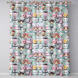 Cute Kawaii Baking Girl Mixer Blender Donut  Mint Background Seamless Pattern  Readymade Eyelet Ring Top Thermal 100% Blackout Curtains