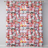 Cute Kawaii Baking Girl Mixer Blender Donut  Coral Background Seamless Pattern  Readymade Eyelet Ring Top Thermal 100% Blackout Curtains