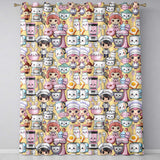 Cute Kawaii Baking Girl Mixer Blender Donut  Yellow Background Seamless Pattern  Readymade Eyelet Ring Top Thermal 100% Blackout Curtains