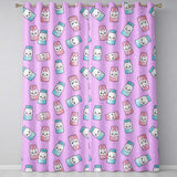 Cute Kawaii Sweet Sugar Jars with Bows Purple Background Seamless Pattern  Readymade Eyelet Ring Top Thermal 100% Blackout Curtains