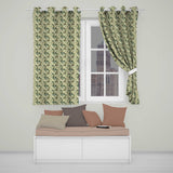 Elegant Green Gold Paisley Floral Seamless Pattern  Readymade Eyelet Ring Top Thermal 100% Blackout Curtains