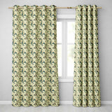 Elegant Green Gold Paisley Floral Seamless Pattern  Readymade Eyelet Ring Top Thermal 100% Blackout Curtains