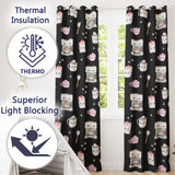 Cute Kawaii Coffee Kitchen Appliances Seamless Pattern  Readymade Eyelet Ring Top Thermal 100% Blackout Curtains