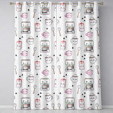 Cute Kawaii Kitchen Appliances Seamless Pattern  Readymade Eyelet Ring Top Thermal 100% Blackout Curtains