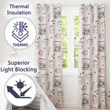 Cute Kawaii Kitchen Appliances Seamless Pattern  Readymade Eyelet Ring Top Thermal 100% Blackout Curtains