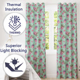 Cute Kawaii Strawberry Plant Pots Teal Background Seamless Pattern  Readymade Eyelet Ring Top Thermal 100% Blackout Curtains