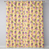 Cute Kawaii Strawberry Plant Pots Yellow Background Seamless Pattern  Readymade Eyelet Ring Top Thermal 100% Blackout Curtains