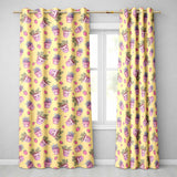 Cute Kawaii Strawberry Plant Pots Yellow Background Seamless Pattern  Readymade Eyelet Ring Top Thermal 100% Blackout Curtains
