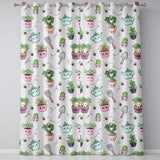 Cute Kawaii Garden Tools Plants Bees Cream Background Seamless Pattern  Readymade Eyelet Ring Top Thermal 100% Blackout Curtains