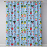 Cute Kawaii Garden Tools Flowers Bees Blue Background Seamless Pattern  Readymade Eyelet Ring Top Thermal 100% Blackout Curtains
