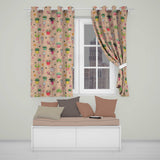 Cute Kawaii Garden Tools Flowers Bees Peach Background Seamless Pattern  Readymade Eyelet Ring Top Thermal 100% Blackout Curtains