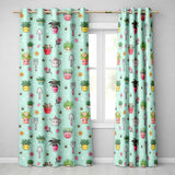 Cute Kawaii Garden Tools Flowers Bees Mint Background Seamless Pattern  Readymade Eyelet Ring Top Thermal 100% Blackout Curtains