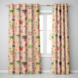Cute Kawaii Garden Tools Bees Flowers Plants Seamless Pattern  Readymade Eyelet Ring Top Thermal 100% Blackout Curtains