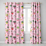 Cute Kawaii Garden Tools Bees Flowers Plants Pink Background Seamless Pattern  Readymade Eyelet Ring Top Thermal 100% Blackout Curtains
