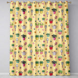 Cute Kawaii Garden Tools Bees Flowers Plants Yellow Background Seamless Pattern  Readymade Eyelet Ring Top Thermal 100% Blackout Curtains