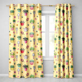 Cute Kawaii Garden Tools Bees Flowers Plants Yellow Background Seamless Pattern  Readymade Eyelet Ring Top Thermal 100% Blackout Curtains