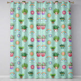 Cute Kawaii Tropical Plants Rainbow Sun Mint Background Seamless Pattern  Readymade Eyelet Ring Top Thermal 100% Blackout Curtains