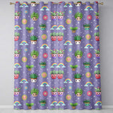 Cute Kawaii Tropical Plants Rainbow Sun Purple Background Seamless Pattern  Readymade Eyelet Ring Top Thermal 100% Blackout Curtains