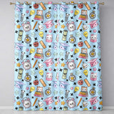 Cute Kawaii School Supplies Cat Books Blue Background Seamless Pattern  Readymade Eyelet Ring Top Thermal 100% Blackout Curtains