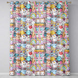 Cute Kawaii Busy School Supplies Desk Grey Background Seamless Pattern  Readymade Eyelet Ring Top Thermal 100% Blackout Curtains