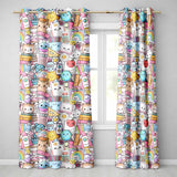 Cute Kawaii Busy School Supplies Desk Grey Background Seamless Pattern  Readymade Eyelet Ring Top Thermal 100% Blackout Curtains