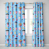 Cute Kawaii Graduation Student Art Supplies Blue Seamless Pattern  Readymade Eyelet Ring Top Thermal 100% Blackout Curtains