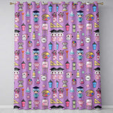 Cute Kawaii Graduation Student Art Supplies  Purple Seamless Pattern  Readymade Eyelet Ring Top Thermal 100% Blackout Curtains