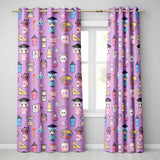 Cute Kawaii Graduation Student Art Supplies  Purple Seamless Pattern  Readymade Eyelet Ring Top Thermal 100% Blackout Curtains