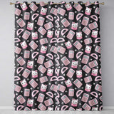 Cute Kawaii Maths Cat Calculator Ruler Dark Seamless Pattern  Readymade Eyelet Ring Top Thermal 100% Blackout Curtains