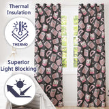Cute Kawaii Maths Cat Calculator Ruler Dark Seamless Pattern  Readymade Eyelet Ring Top Thermal 100% Blackout Curtains