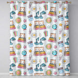Cute Kawaii School Cat Books Crayons Stationery Seamless Pattern  Readymade Eyelet Ring Top Thermal 100% Blackout Curtains