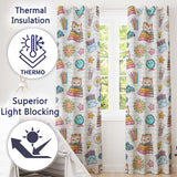 Cute Kawaii School Cat Books Crayons Stationery Seamless Pattern  Readymade Eyelet Ring Top Thermal 100% Blackout Curtains